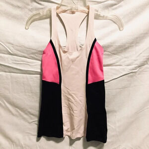 Lululemon Tank Top Size 2 Hot Pink Black  Racerback Yoga Top